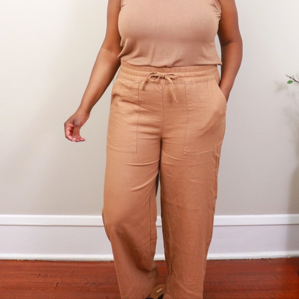 Drawstring Waist Linen Pants